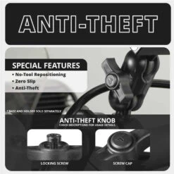 DuraLock™ 20 Series 2" Long Single Anti-Theft Knob Arm | Black -Car Parts Shop AR20 1031 03 ANT THEFT