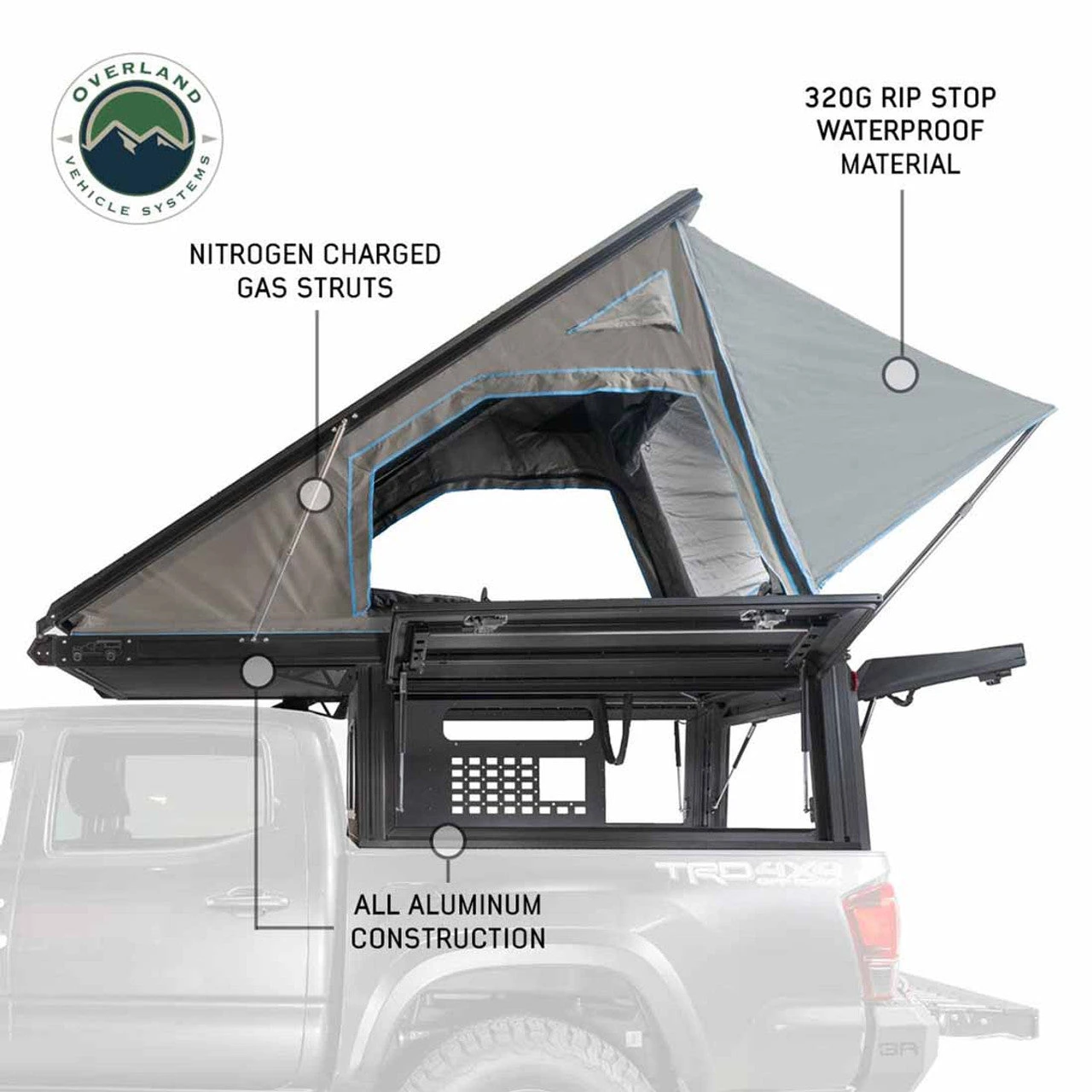 MagPak - Camper Shell/Roof Top Tent Combo W/Lights, Rear Molle Panel, Side Tie Downs, Front & Rear Windows 13 MagPak - Camper Shell/Roof Top Tent Combo W/Lights, Rear Molle Panel, Side Tie Downs, Front & Rear Windows - Image 11