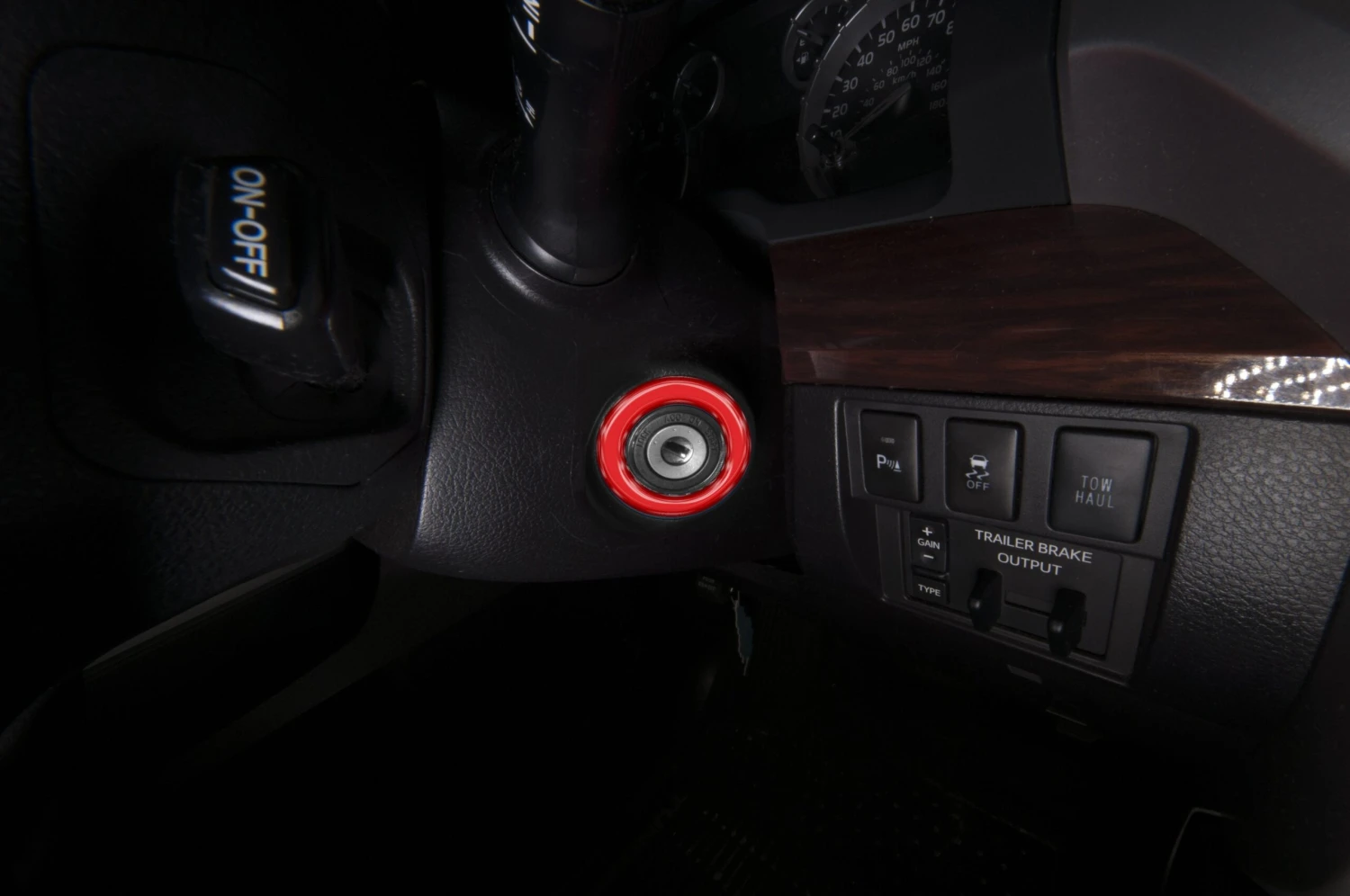 Key Ignition Accent Trim Overlay Fits 2014-2021 Toyota Tundra 4 Key Ignition Accent Trim Overlay Fits 2014-2021 Toyota Tundra - Image 2