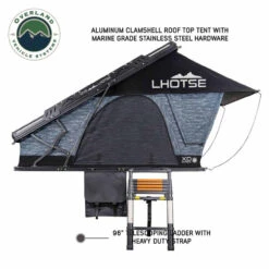 XD Lhotse Clam Shell Aluminum Hard Shell Roof Top Tent, Blue Body & Black Rainfly -Car Parts Shop XDLhotseClamShellAluminumHardShellRoofTopTent BlueBody BlackRainfly3