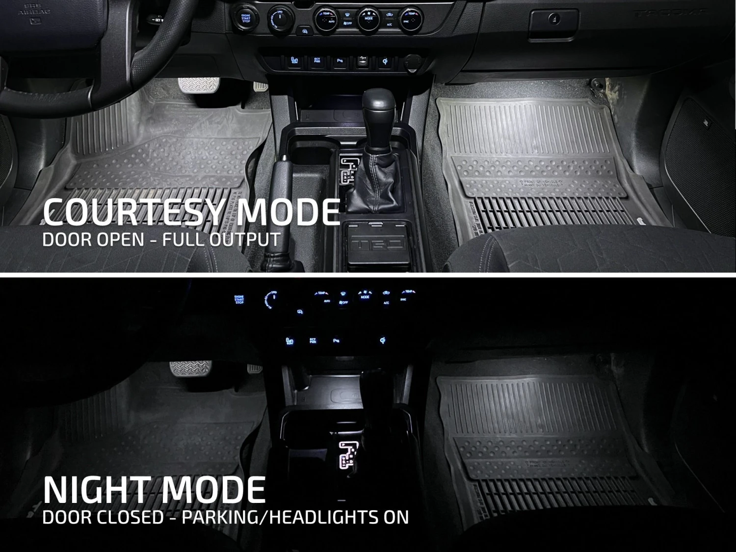 LED Footwell Kit Dual Output Front Fits 10-24 Toyota 4Runner 3 LED Footwell Kit Dual Output Front Fits 10-24 Toyota 4Runner